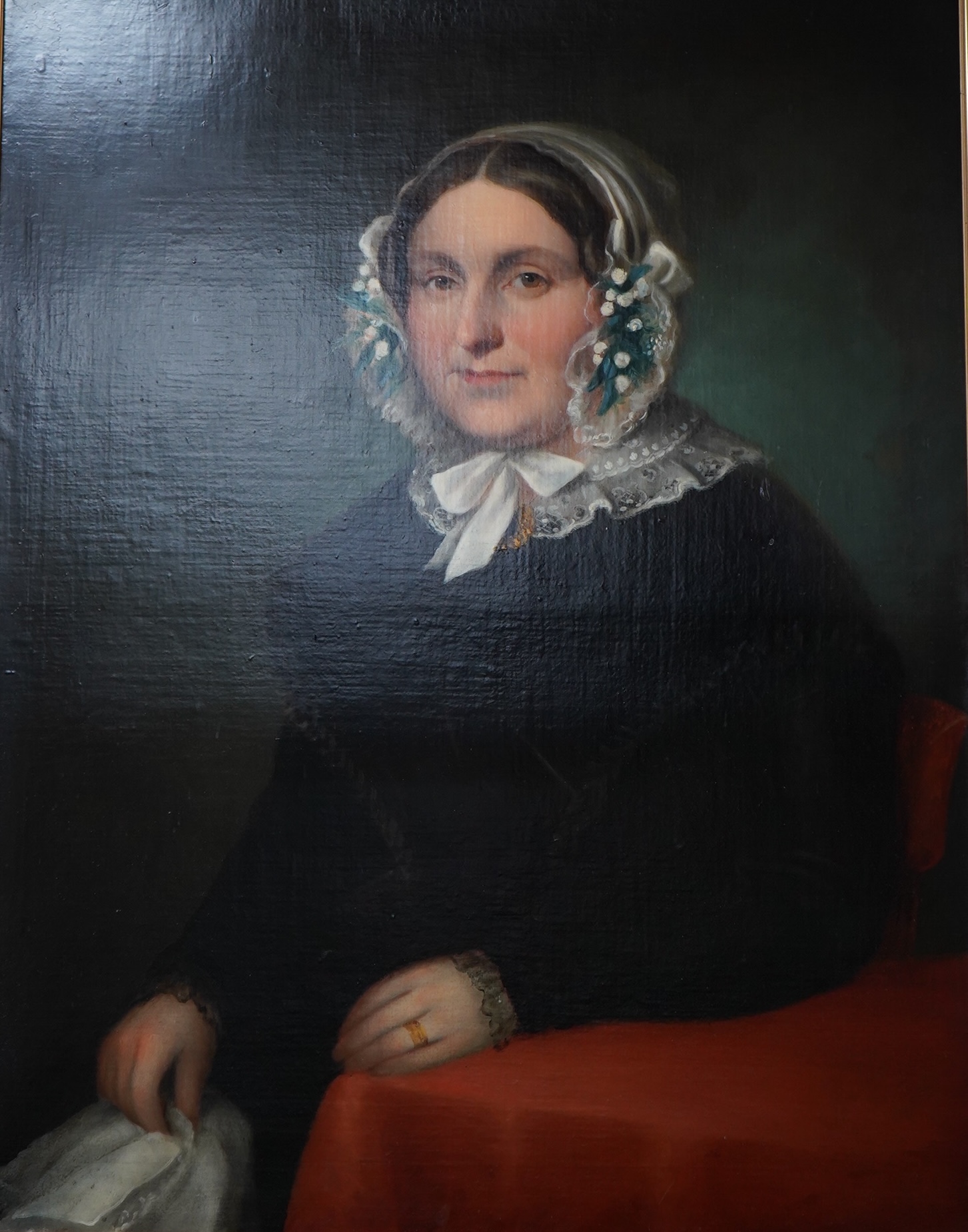 Mid Victorian School, a pair of oils on canvas, Portrait of a lady and gentleman, unsigned, 90 x 70cm, gilt framed. Condition - fair to good, some minor paint chips